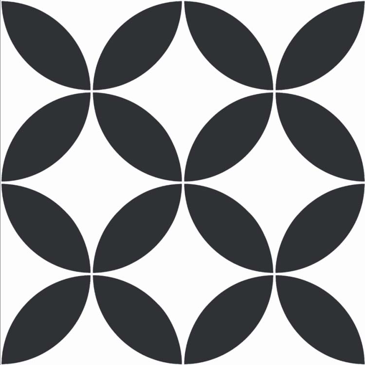 Staal vloer- en wandtegel Levinas zwart/wit