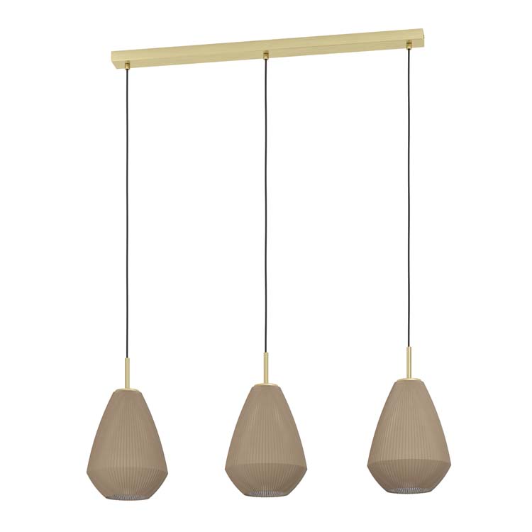 Lampe suspendue Rola 3xE27 L90CM verre taupe/or mat