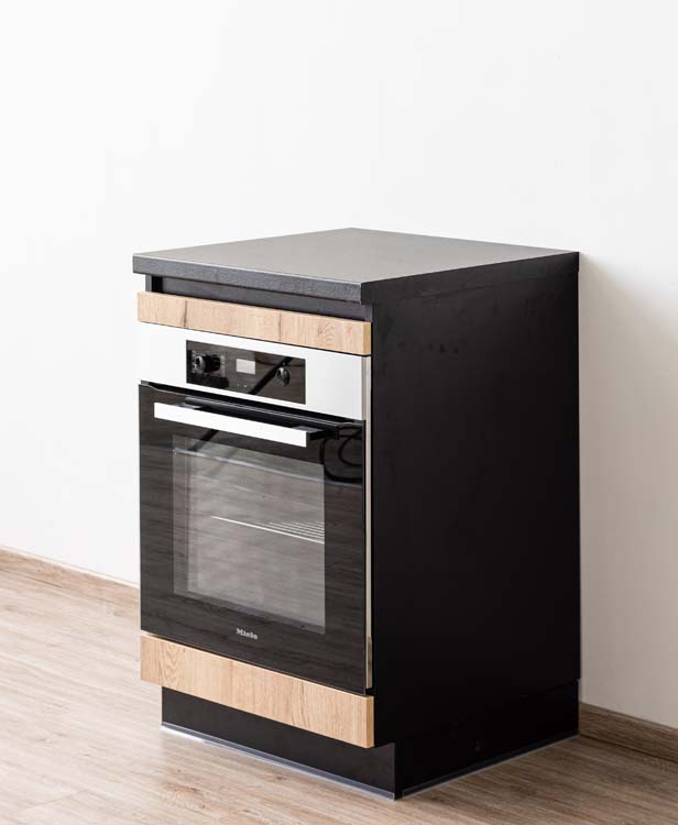 Armoire de cuisine Plenti meuble bas pour four, noir/aspect bois, 60x78cm