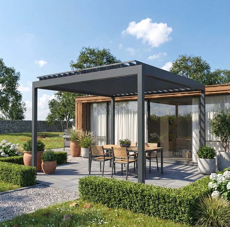 Pergola Solis dubbelwandig antraciet 400 x 300 x 266 cm