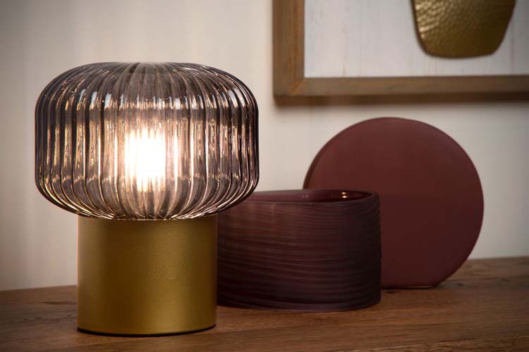 Lucide JANY - Lampe de table - Ø 16 cm - 1xE14 - Or Mat / Laiton