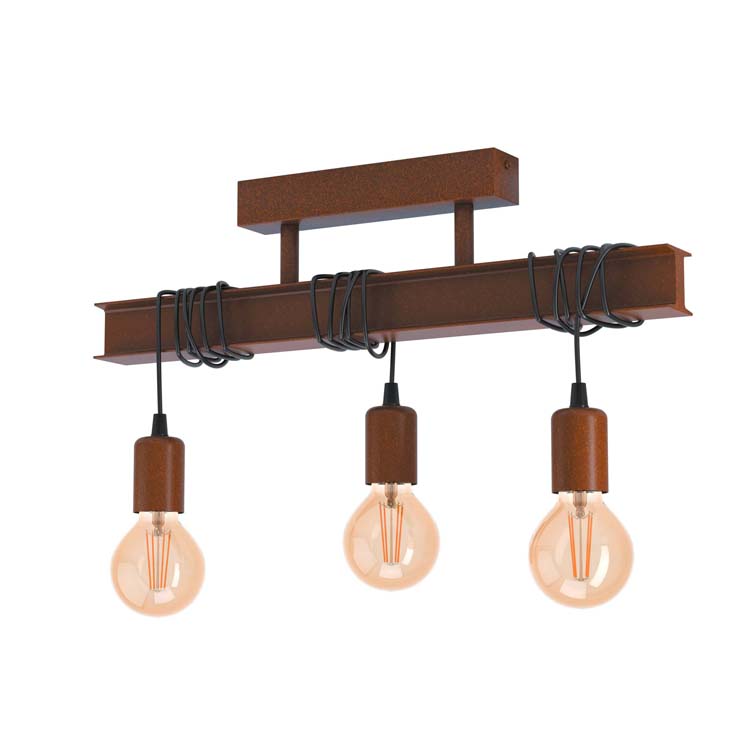 Plafonnière marron 3 lampes excl lampe LED possible E27