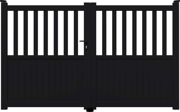 Portail battant Cadiz alu noir sur mesure gauche