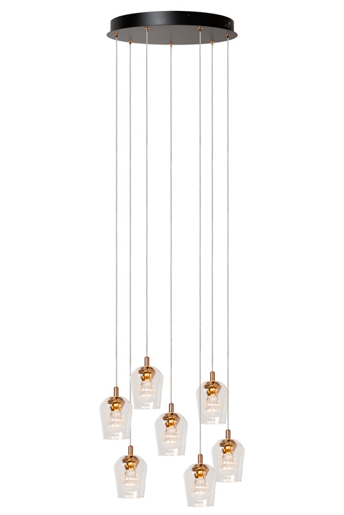 Suspension Fira - transparant - Ø39cm - dimmable - 7x4W - 2700K