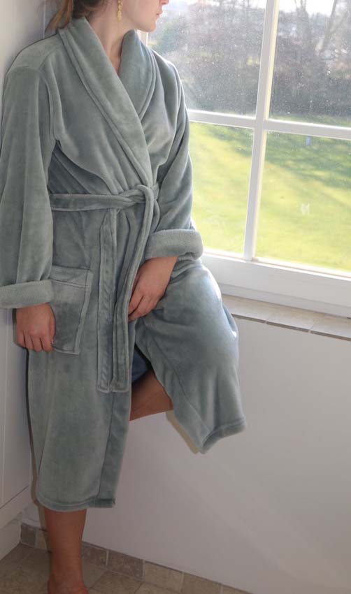 Robe de chambre microfibre vert sauge XL
