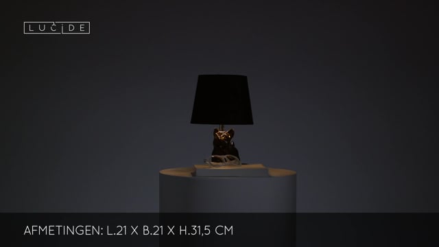 Tafellamp zwart hond h31.5cm excl lamp LED mogelijk