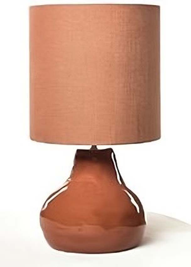 Lampe de table - Brun/terracotta - Ø20x30cm - Dimmable - E27 - 1x60W - Incl. abat-jour