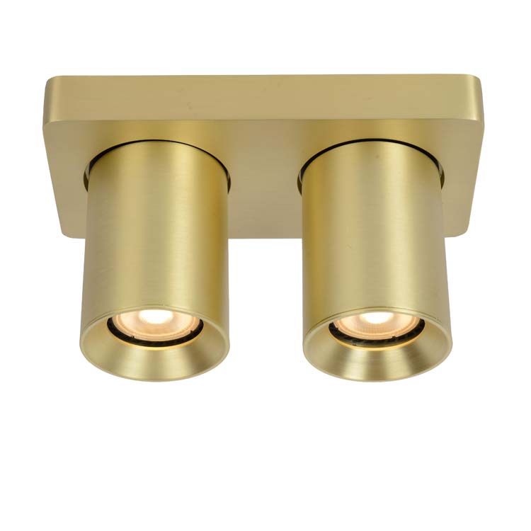 Lucide NIGEL - Spot plafond - LED Dim to warm - GU10 - 2x5W 2200K/3000K - Or Mat / Laiton
