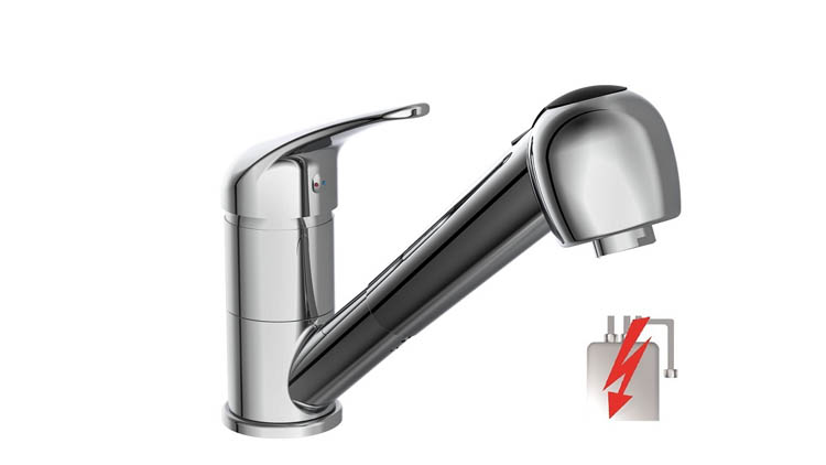 Robinet de cuisine Frida chrome basse pression avec bec extractible