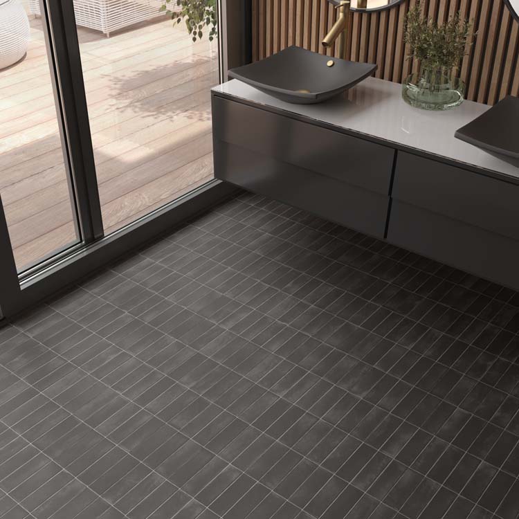 Carrelage sol/mur Nono black hat mat 5x15cm
