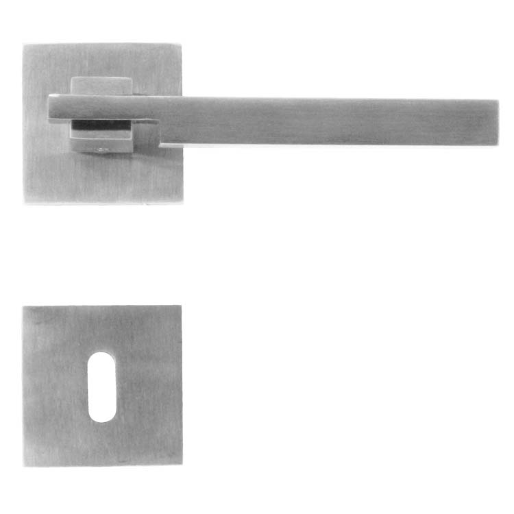 Poignée de porte pro carré 2 inox plus rosace barbe