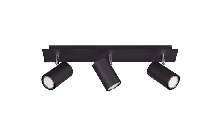 Opbouwspot zwart mat excl lamp LED mogelijk 3 spots