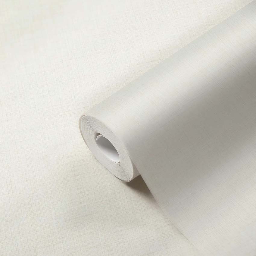 Vinyle sur papier peint intissé structure lin blanc/gris clair 0,53x10m