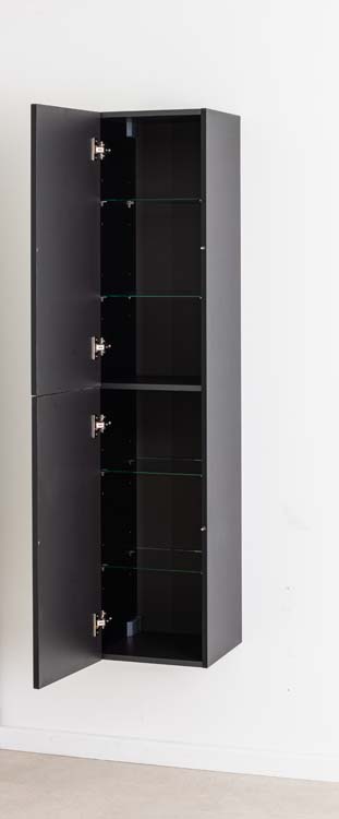 Kolomkast Sunday zwart wandmontage 160x35x35cm
