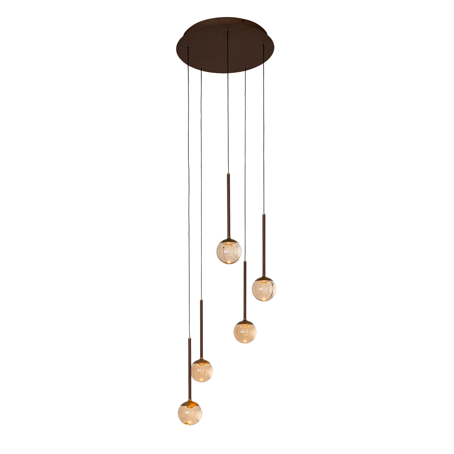 Lucide Premium Calina - Hanglamp - Ø41,9cm - LED Dimb. - CCT - 5X8,2W 2200K/3300K - Met vervangbare LED-module - Amber