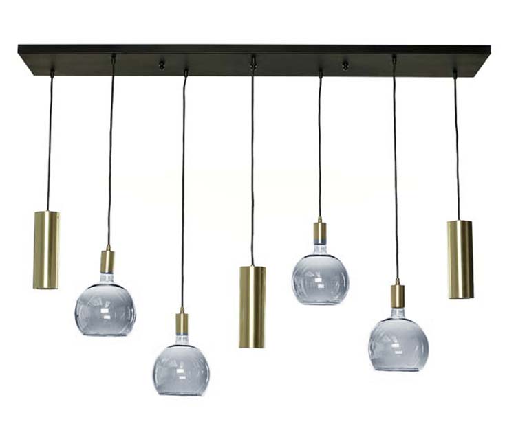 Hanglamp retro 4xE27 goud + 3xtube