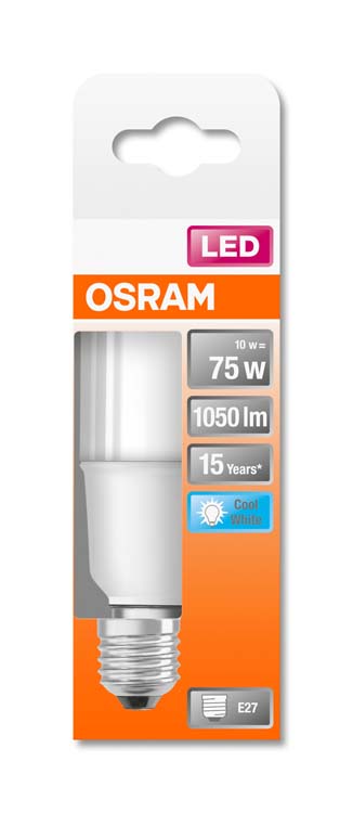 Lampe LED star stick75 E27 10W blanc froid mat
