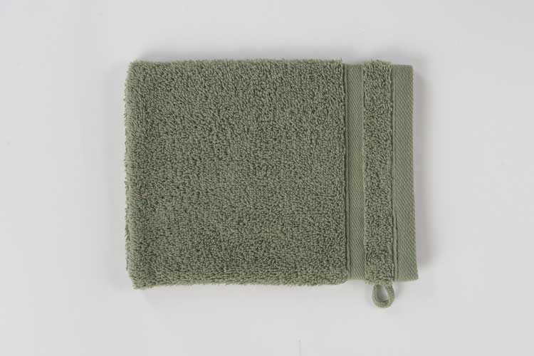 Gant de toilette Cosibel en coton vert 17x22cm qualité hôtelière