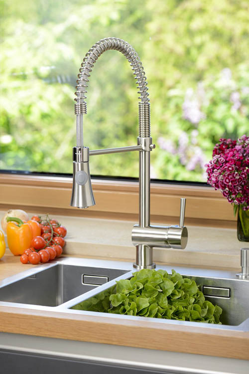 Robinet de cuisine Charlotte inox-look spiraalveer