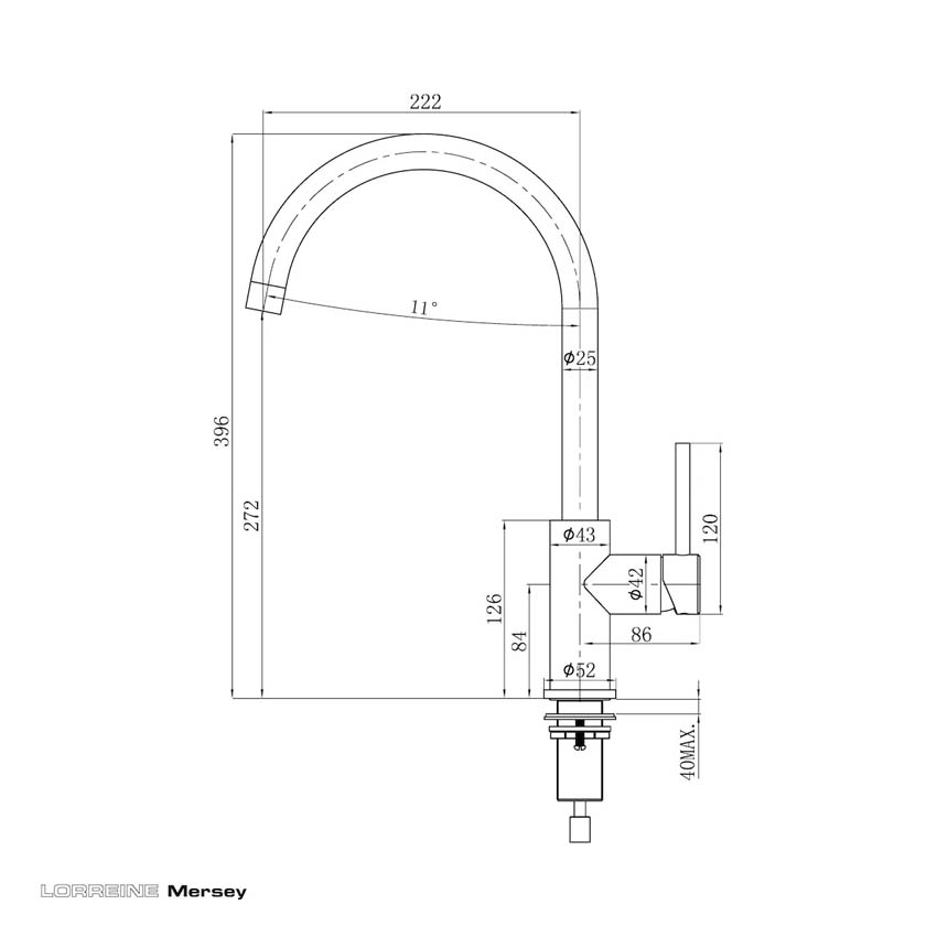 Robinet de cuisine Lorreine Mersey inox