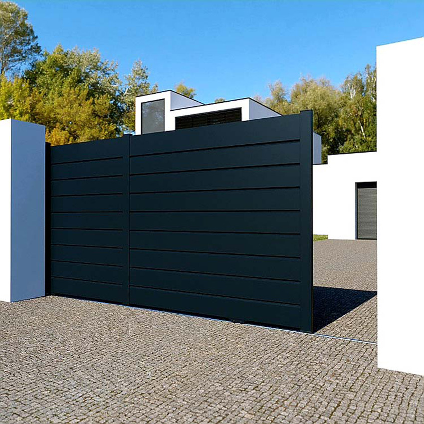 Portail coulissant simple Havana aluminium noir 356x175cm motorisable