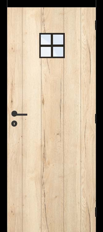 Complete binnendeur Realwood Oak 4500 mat glas 201,5x68cm tubespaan omkeerbaar + zwarte deurkast 20cm