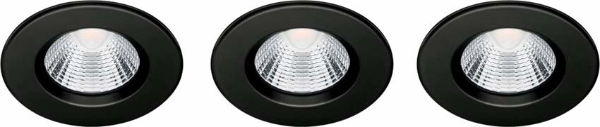 Inbouwspot Stella - zwart - dimbaar - 5.5W - 2700K - IP65 - set van 3