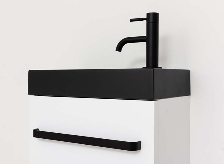 Meuble de toilette Brian blanc lavabo noir mat 50x40x22cm