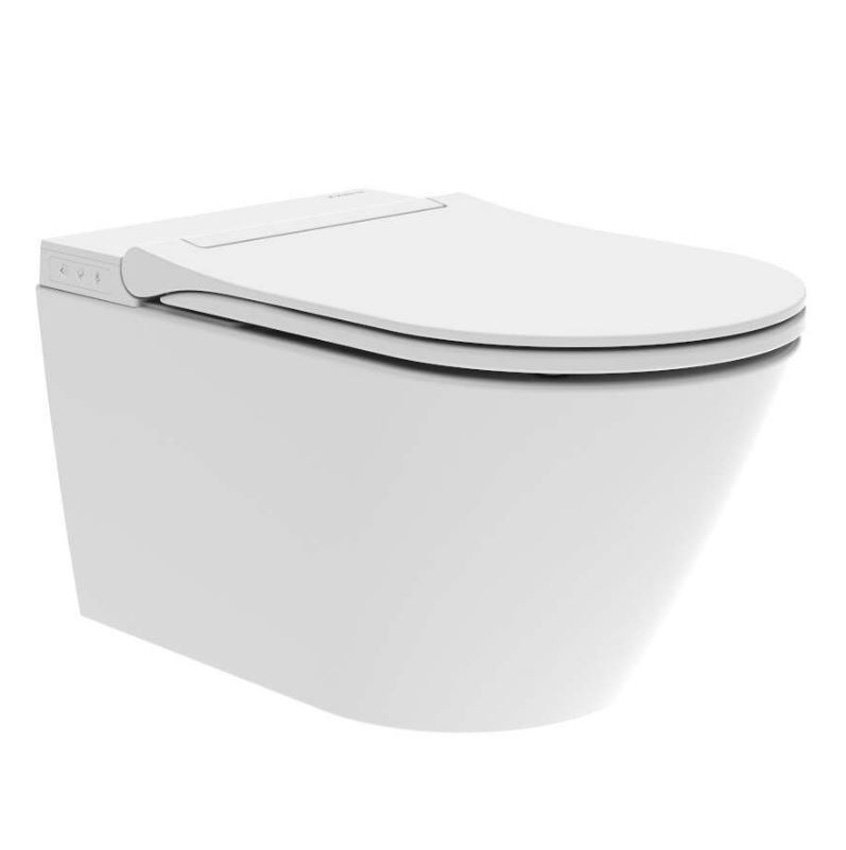 WC-douche Cora sans rebord blanc brillant avec siège de WC softclose