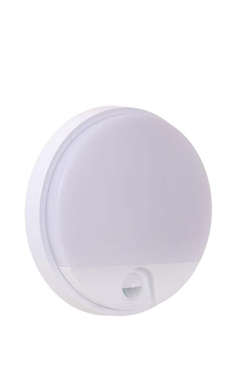 Lucide HUPS IR - Wandlamp Buiten - LED - 1x10W 3000K - IP54Beweging & dag/nacht sensor - Rond - Wit