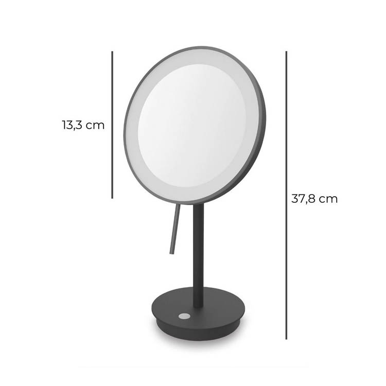 Zack make up spiegel Alona RVS mat zwart incl verlichting staand