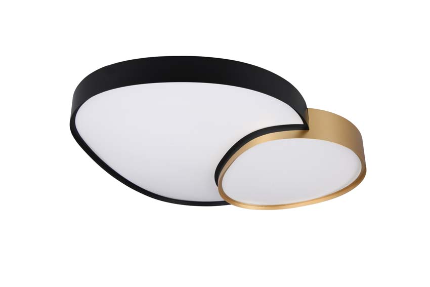 Plafonnier - noir/or - 77x63,5cm - dimmable - LED - 1x45W - 2700-6500K - télécommande