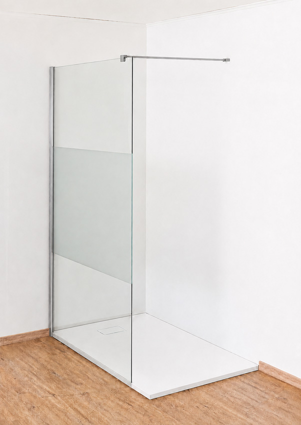 Paroi de douche à l'italienne Anais verre partiellement dépoli avec kit de profilés inox 107x200cm