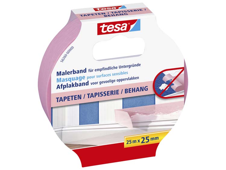 Tesa afplaktape 25m x 25mm roze