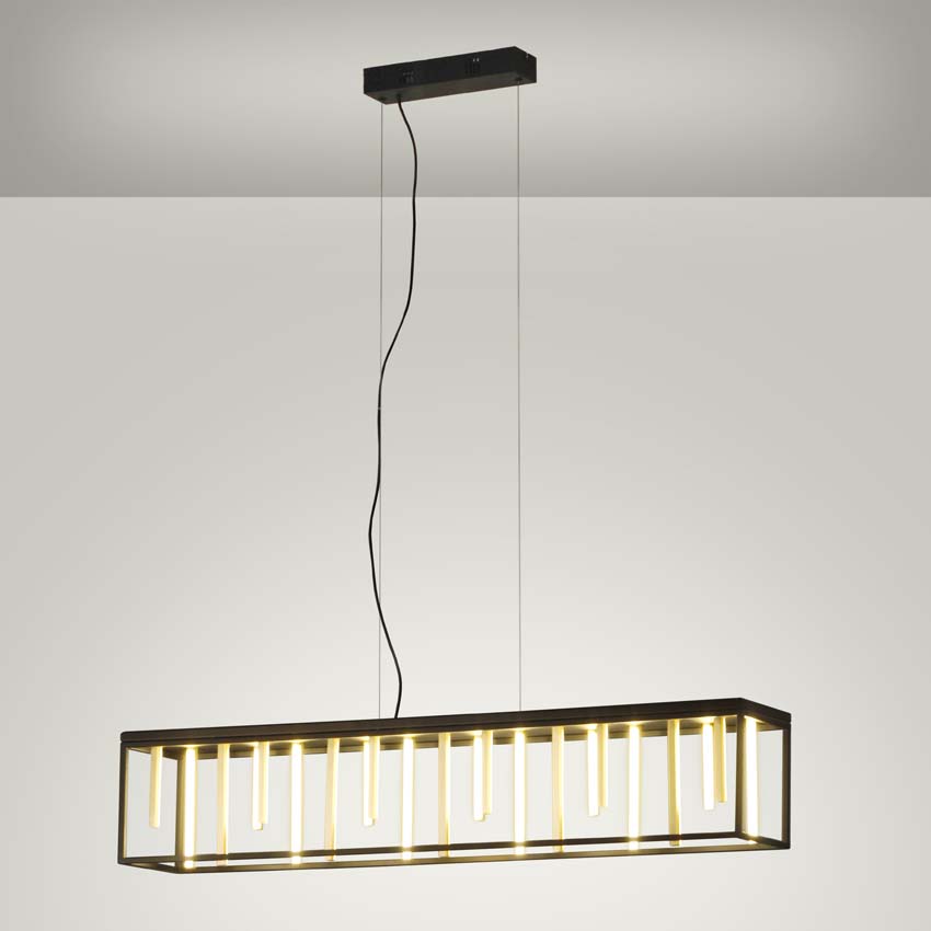 Hanglamp zwart/goud incl LED lamp 2500 lumen 40W