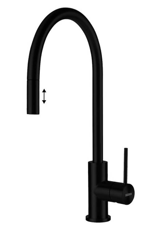 Keukenkraan Lorreine Aire zwart met uittrekbare uitloop