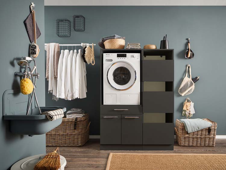 Wasmachine kasten Decowash - set 6 - antraciet - 67,5x117,5x162cm