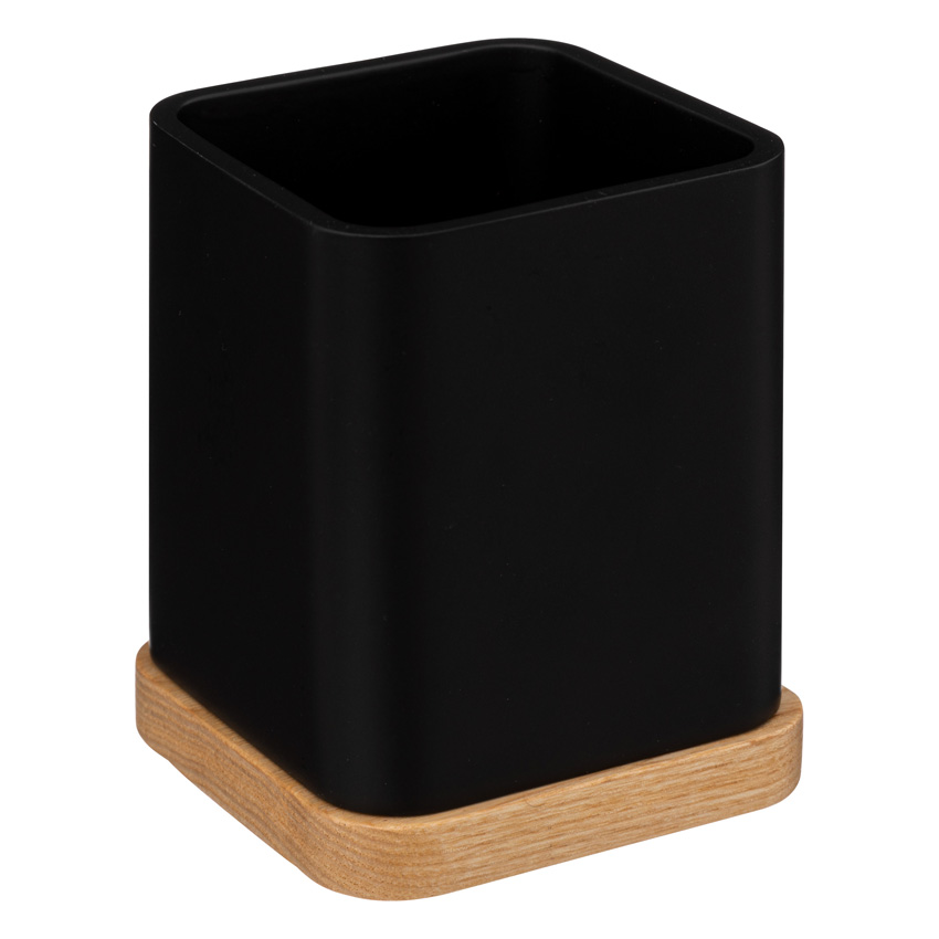 Tandenborstelhouder Origi polyresin zwart 8,5x8,5x10,2cm