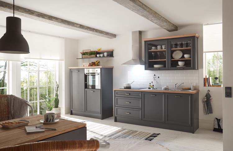 Keuken 344cm - Victoria - landelijk grafiet - zonder toestellen