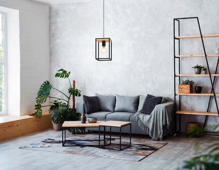 Suspension vintage noir acier/bois E27 40W