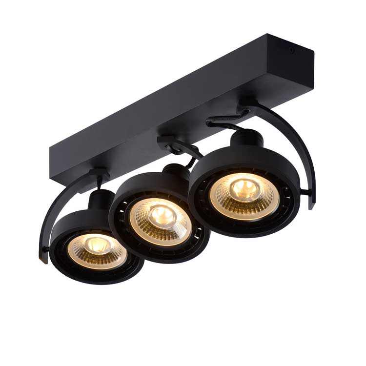 Lucide DORIAN - Plafondspot - LED Dim to warm - GU10 - 3x12W 3000K/2200K - Zwart