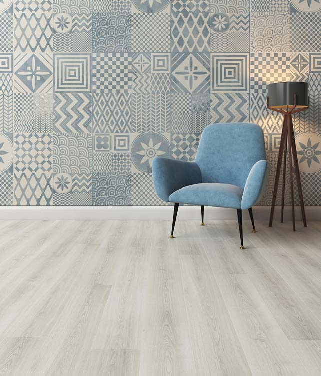 Stratifié 8mm chêne gris clair 128,6x19,4cm