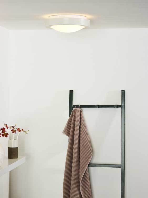 Lucide FRESH - Plafonnier Salle de bains - Ø 27 cm - E27 - IP44 - Blanc