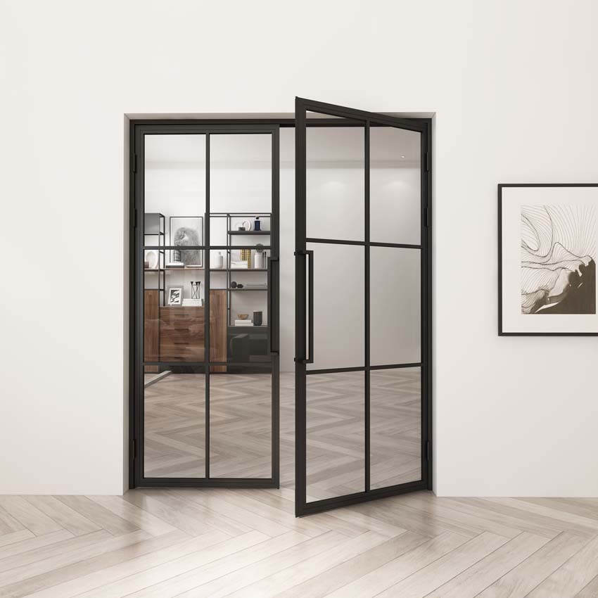 Porte intérieure double en acier Tara 6W 204x176cm gauche