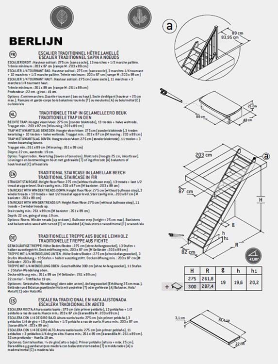 Trap beuk Berlijn recht 275x82cm
