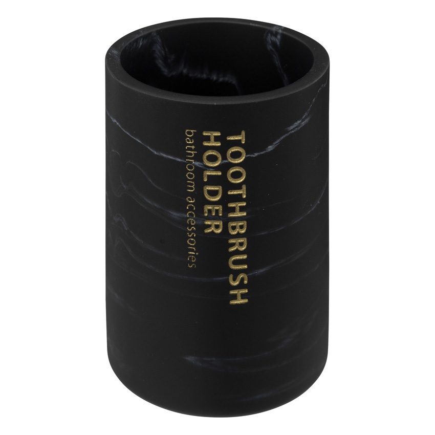 Porte-brosse à dents Eliza polyrésine noire 7,7x7,7x11cm