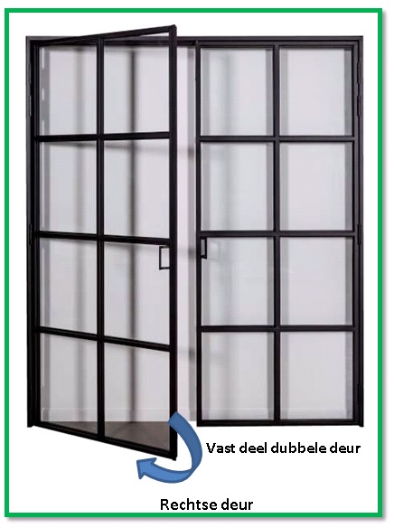 Stalen binnendeur 2x 3W Glass trixi 1760x2040mm rechts