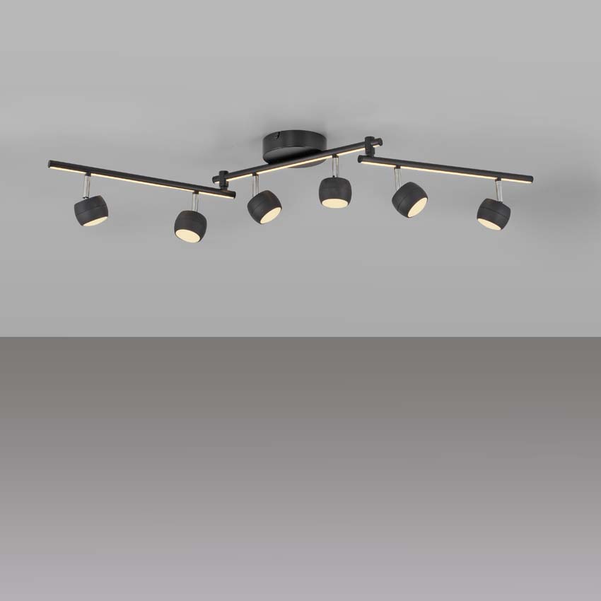 Spot plafond - noir - 40,5-111cm - dimbaar - 6x5,53W - 3000K