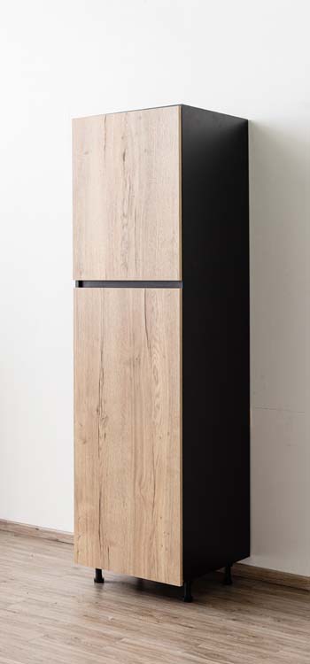 Armoire de cuisine Plenti pour réfrigérateur noir- look chêne