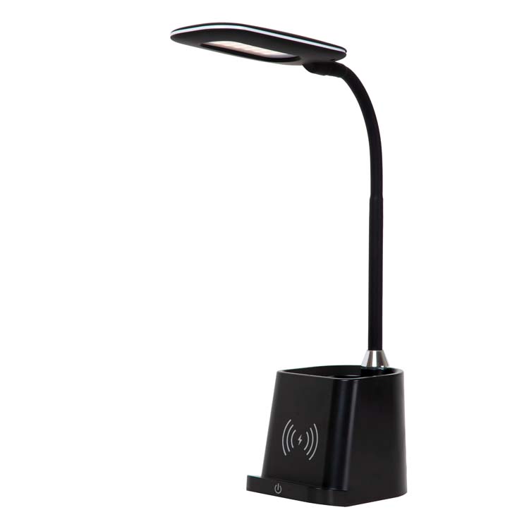 Lucide PENNY - Bureaulamp - LED Dimb. - 1x4,7W 3000K - Met draadloze oplader - Zwart